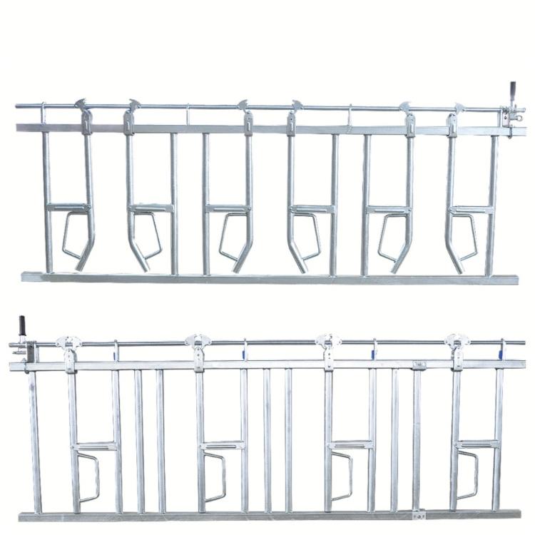 Durable Cow Farm Breeding Equipment Cattle Headlock Bar Cow Steel Fence Livestock Head Lock Feeding Equipment