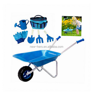 Child Beach Sand Toy Set with Metal Kid Wheelbarrow Children Sand Beach Toy Kit Boy Girl Gift Garden Tool Set Hand Trolley Cart