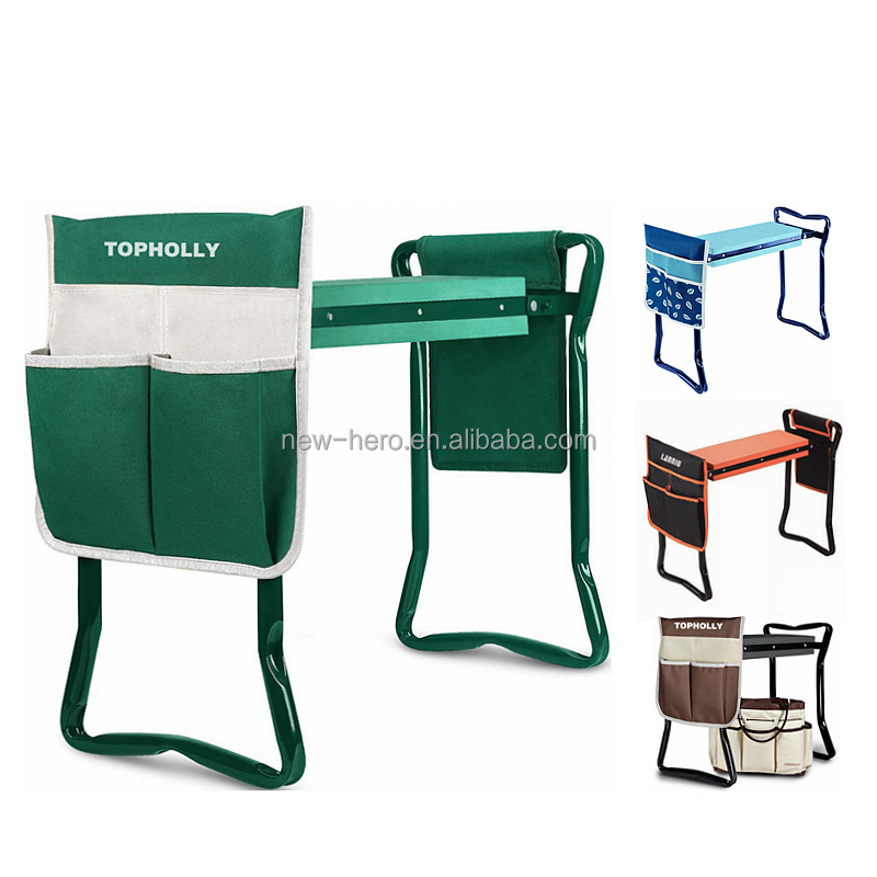 Green Folding Garden Stool Garden Kneeler and Seat Foldable Garden Chair for Kneeling and Sit Kneeling Bench With Storage Pouch