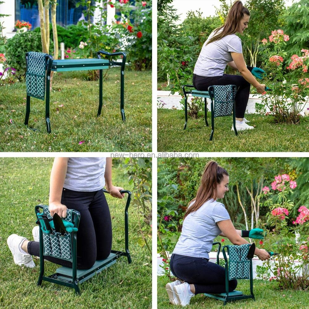 New Hot Folding Garden Kneeler Seat Bench Foldable Gardening Stool Tools Set Bag Pouch EVA Foam Pad Portable Garden Tool Kit