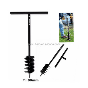 Ground Drill 3.2" x 40" Steel Earth Auger Drill Bit With T Square Handle for Planting Bulbs and Potted Plant Garden Digging Tool