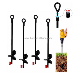 4pcs 15 " Inch Earth Ground Anchor Kit 7mm Wide Helix Heavy Duty Anchor Hook with Double Spiral Blade for Camping Tent Canopy