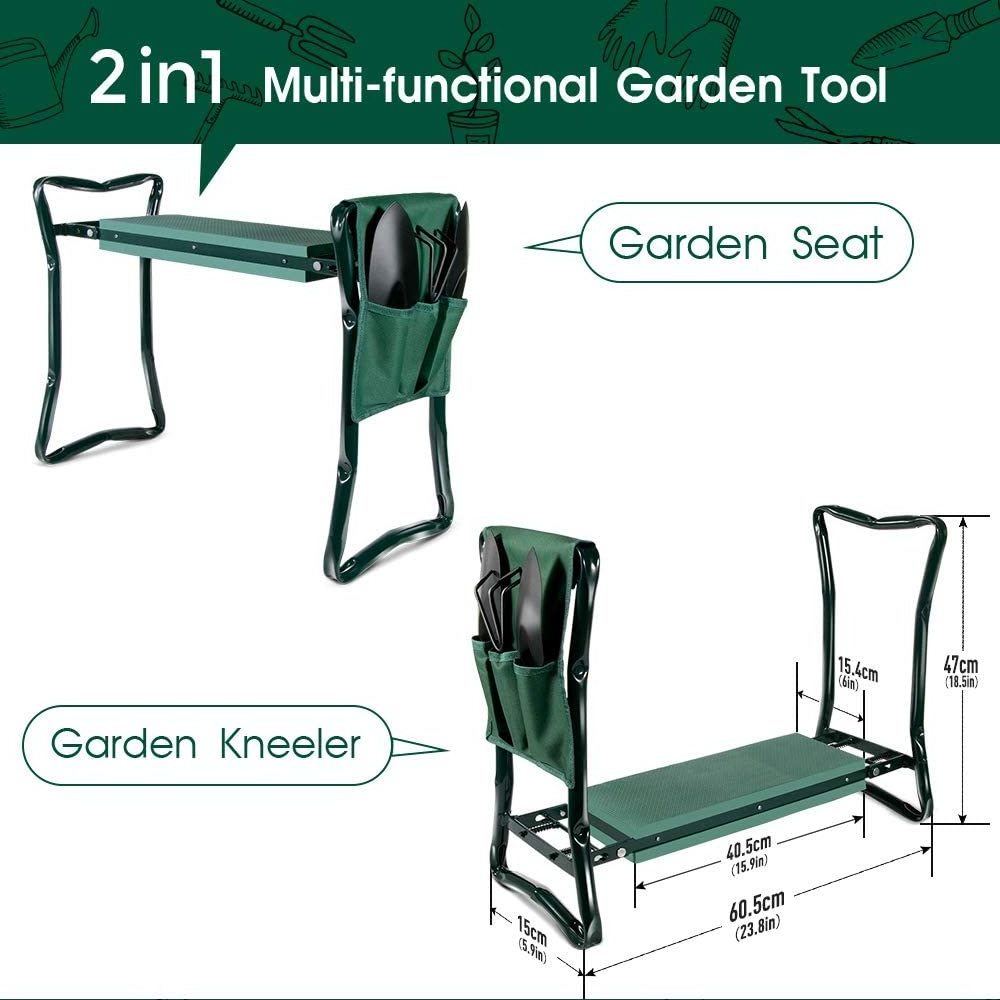 Garden Kneeler Seat with 3PCS Garden Tools 2 in 1 Folding Portable Garden Kneeler