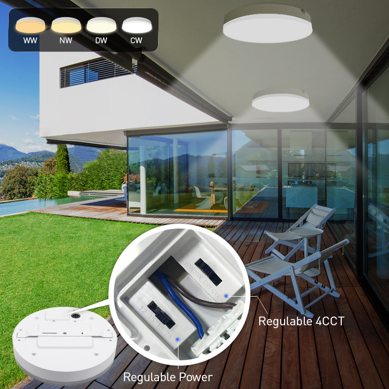 18W IP65 3000K/4000K/5000K/6500K 4CCT Round Ceiling Light Super Bright Led Ceiling Light Fixtures For Indoor