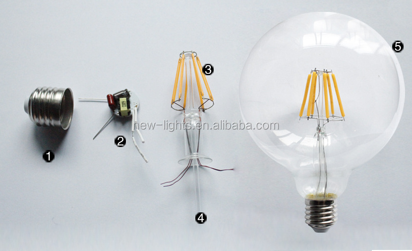 G125 G30 G25 Globe ball shape E26 E27 Retro Decorative  glass clear amber 4W 6W 8W 10W 12W LED Filament bulb Lights