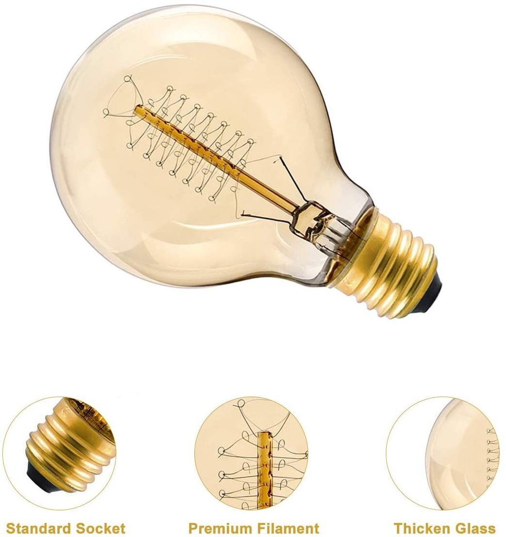 Vintage Edison Light Bulbs 40W E27 ES Retro Screw Dimmable Old Fashioned Style Globe Bulb light