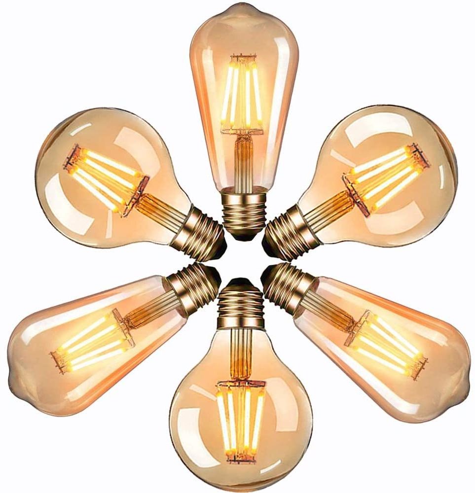 New style amber glass soft white  4watt A60 ST64 G80 G95 G125 4W 6W 8W Antique led edison lamps e27 Light Vintage Bulbs