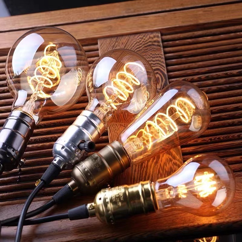 Amber Glass G80 G95 G125 Edison Soft Flexible Led Filament Bulb 110 240V 2200K Warm White Dimmable Decorative Pendant Bulb Light