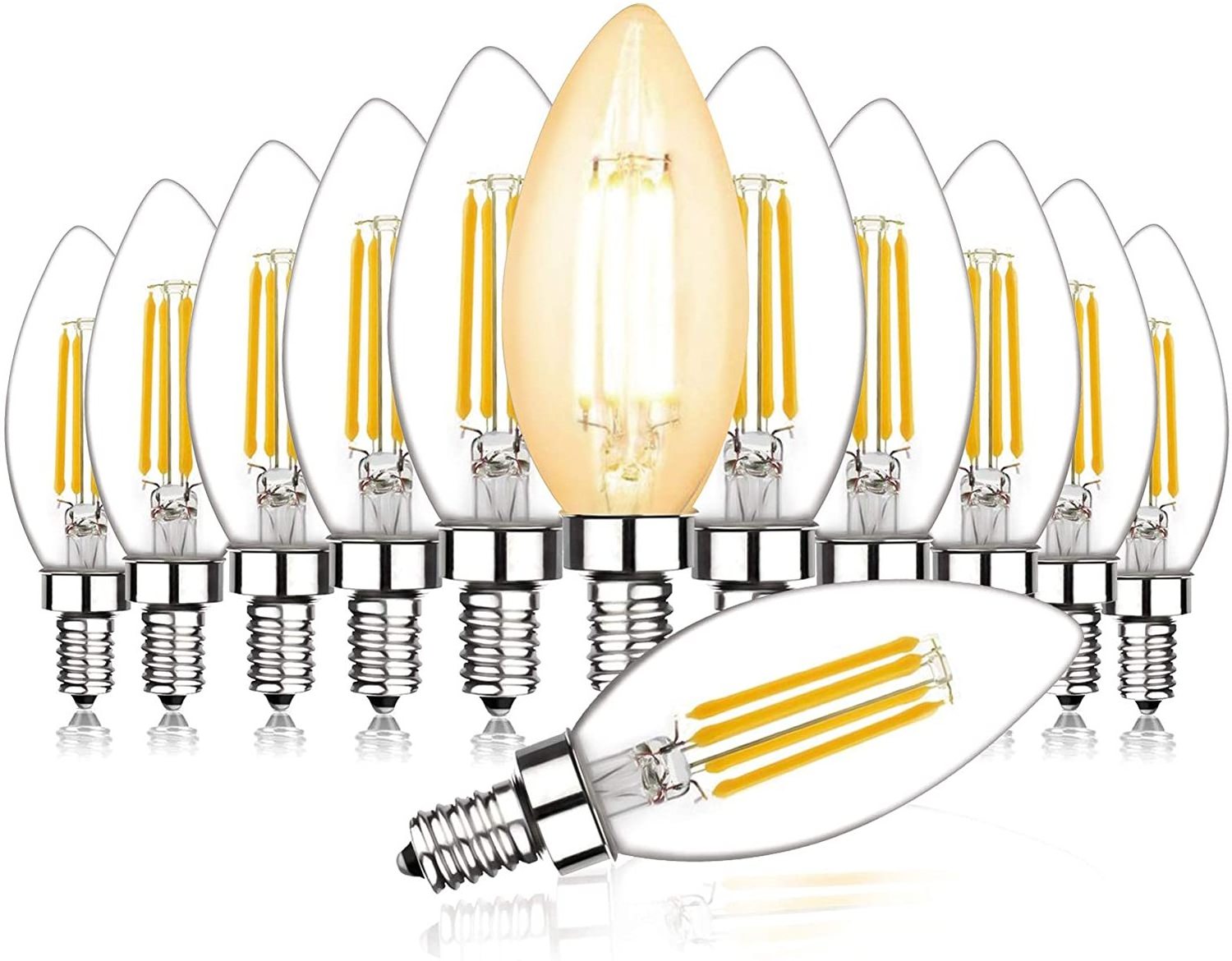 Vintage Filament LED E12 E14 C35 C35L C35T B10 B10T clear glass LED Chandelier Dimmable 2w 4w 110V 220v candle bulb Light