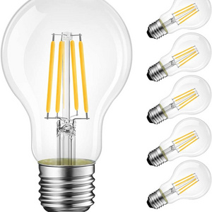 Edison bulb clear Glass Dimmable A60  4w 6w 8w Filament LED 220v  20% 50% 100% 3 level brightness Classic E27 LED Filament Bulbs