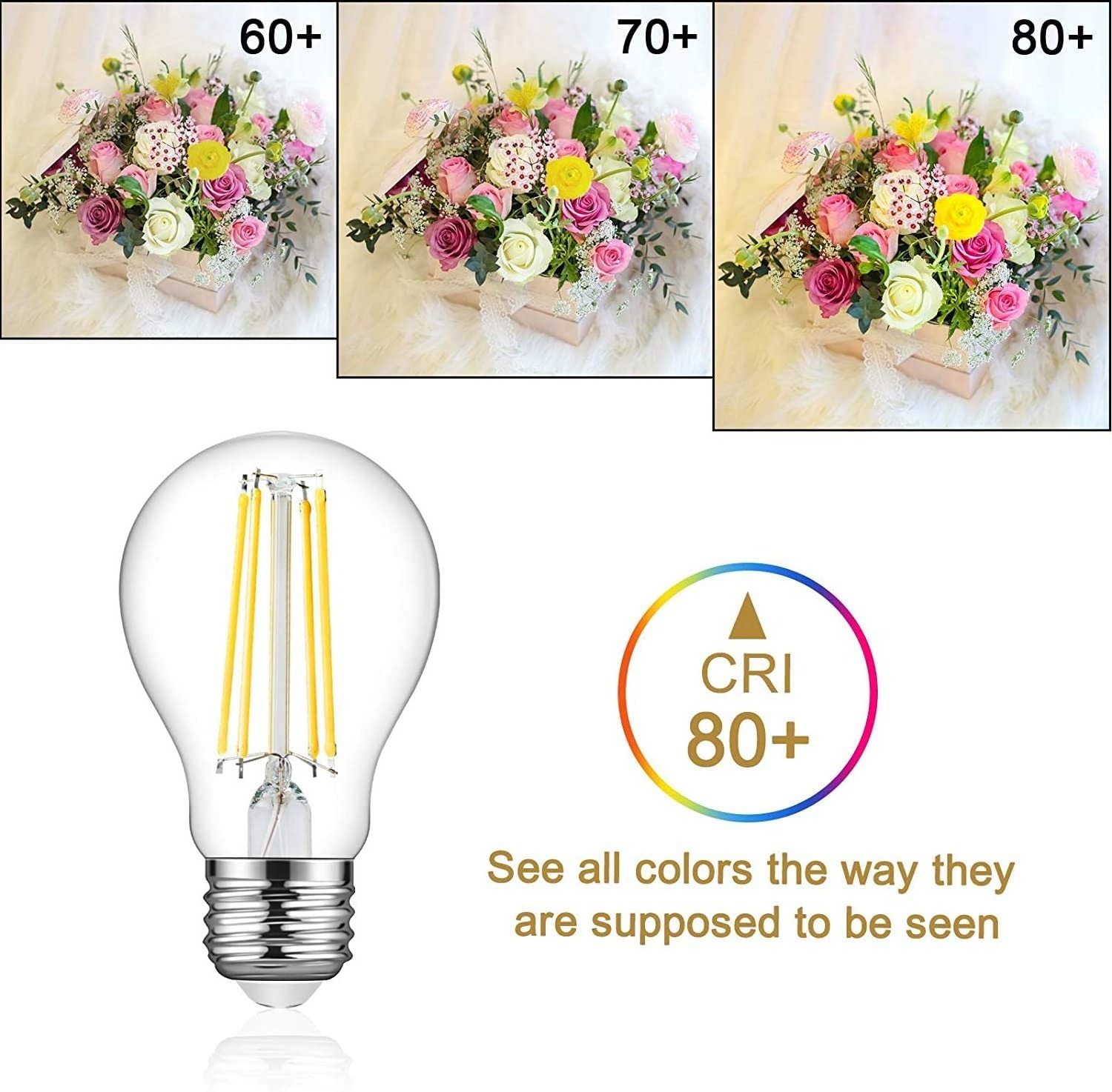 Edison bulb clear Glass Dimmable A60  4w 6w 8w Filament LED 220v  20% 50% 100% 3 level brightness Classic E27 LED Filament Bulbs