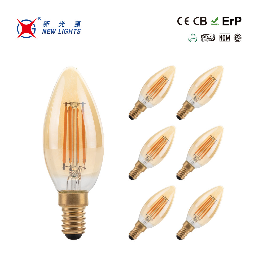 Candelabra LED Bulb E12 Small Light Bulbs 5000K Daylight Dimmable Ceiling Fan C35 Dimmable Edison Filament Candle Bulb