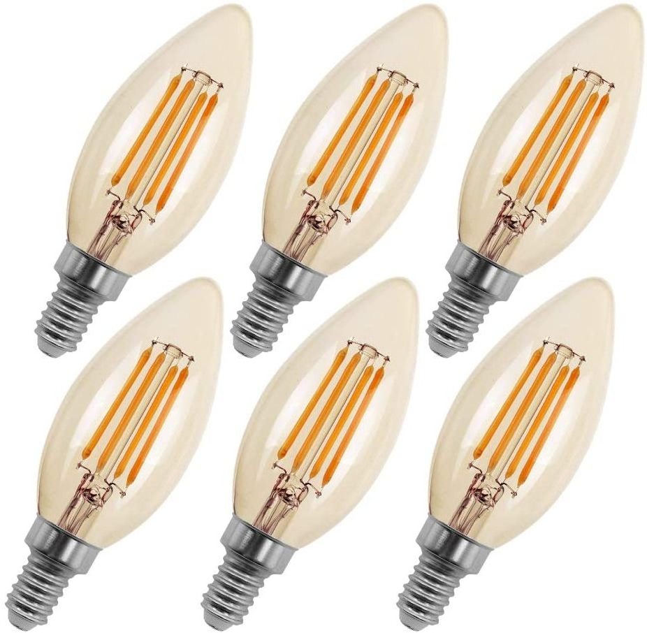 Candelabra LED Bulb E12 Small Light Bulbs 5000K Daylight Dimmable Ceiling Fan C35 Dimmable Edison Filament Candle Bulb