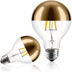 Wholesale Half Chrome Golden Silver Green Red Reflector G40 G125 2W 4W 6W 8W E26 E27 Decorative Dimmable led filament bulb