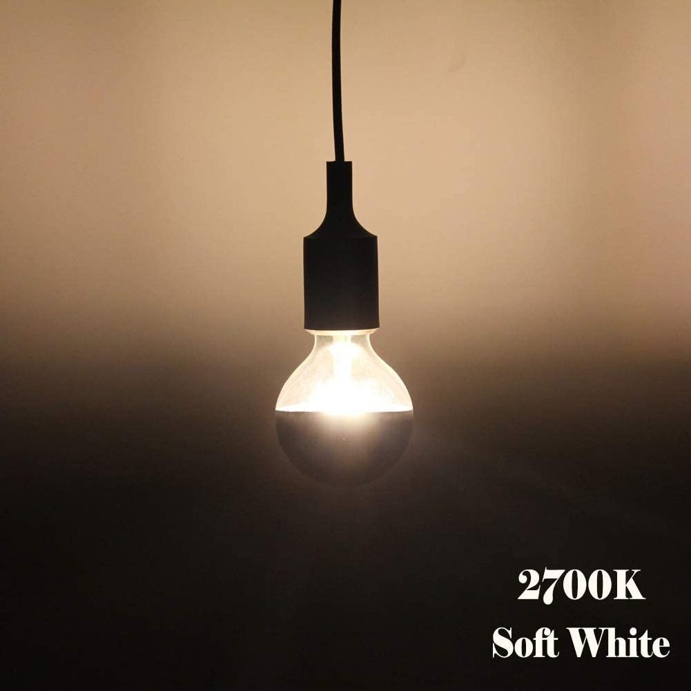 Wholesale Half Chrome Golden Silver Green Red Reflector G40 G125 2W 4W 6W 8W E26 E27 Decorative Dimmable led filament bulb