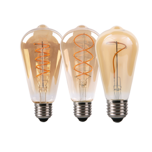 Decoration Antique Vintage LED Edison Bulb Amber Warm white 4W(40W Equivalent) E27 220V ST64 Curved Soft Filament Light Bulbs