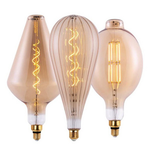 Edison Vintage Huge size 4W 6W 8W E26 E27 E40 G200 G380 Large Oversize led curved filament bulb for Decoration