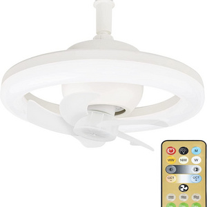 Recessed Lighting 10 inch E26 E27 Remote Control Oscillating Mode 3 Air Speeds Mini Small Ceiling Fan Bulb for Storage Room