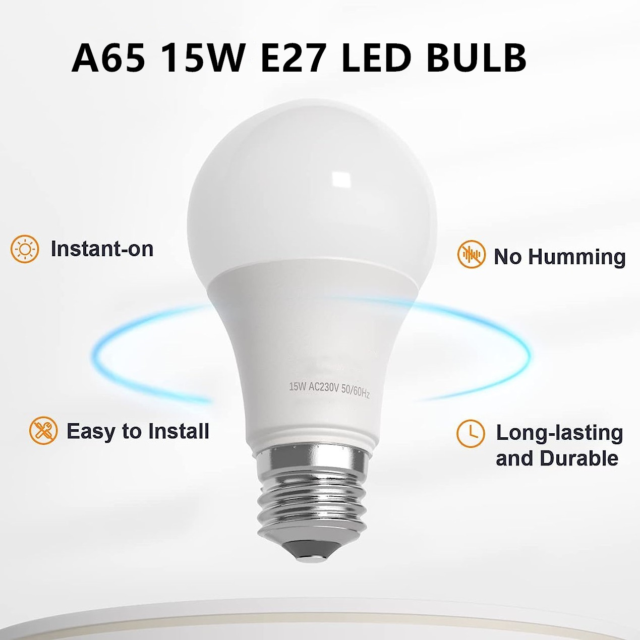 Hot sales 15W 6500K Cool White LED Light Bulb Replace 150 W Incandescent Bulbs Non-Dimmable A65 E27 Globe LED Energy-Saving Bulb