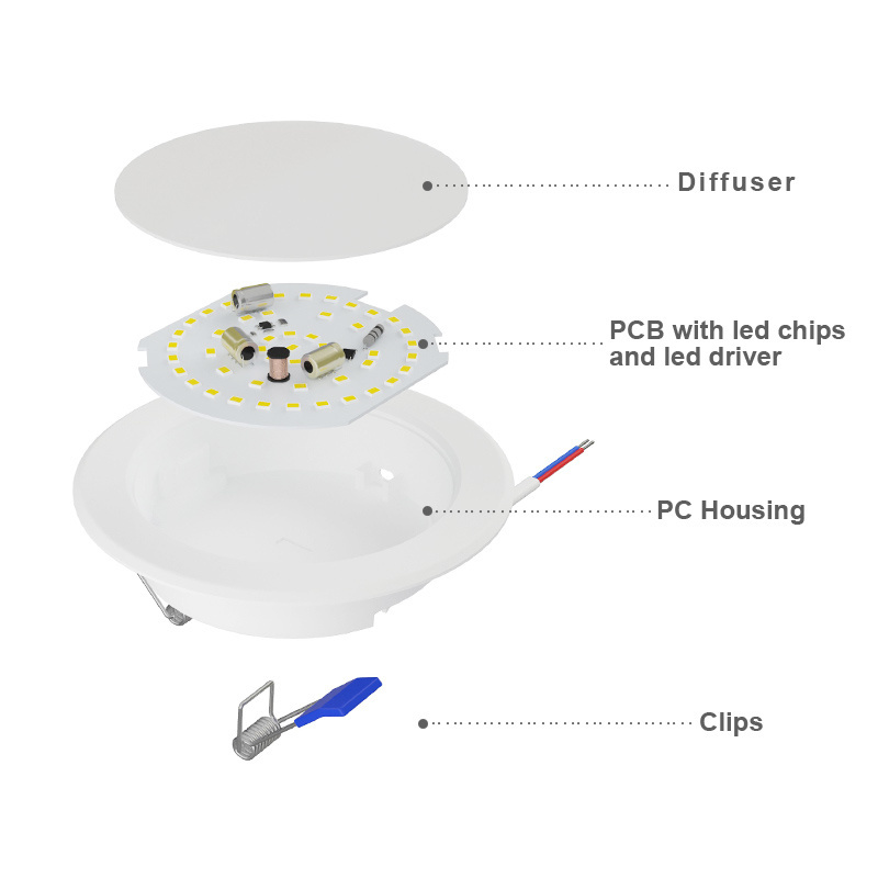 High Lumen Recessed Suspended Downlights Flush Ceiling CCT Dimmable Change 220V 110V Round Square DOB Small LED Panel Lights