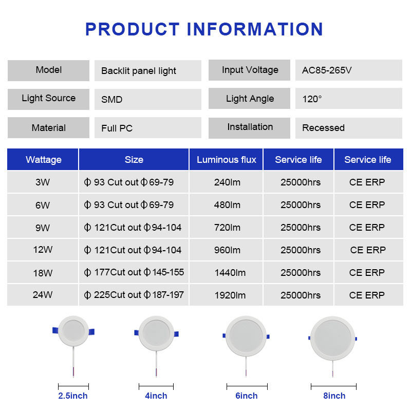 High Lumen Recessed Suspended Downlights Flush Ceiling CCT Dimmable Change 220V 110V Round Square DOB Small LED Panel Lights