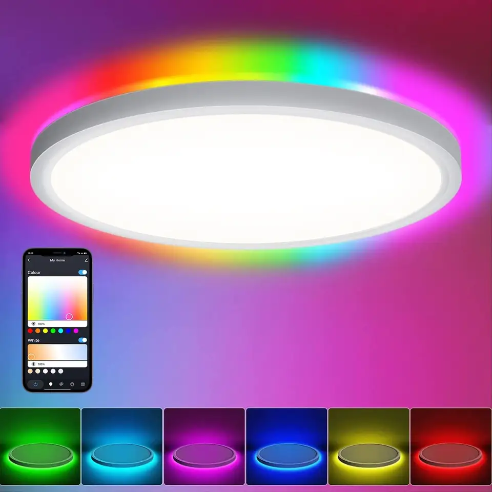 Smart RGB LED Ceiling Light Modern Round 12Inch 12W 18W Dimmable Super Slim Smart Color RGB Ceiling Light Lamp