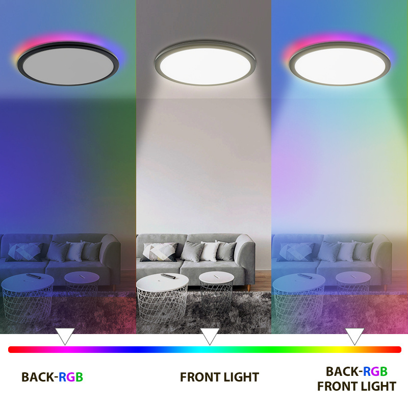 Ultra Thin RGB Dimmable Round Flush Mount Recessed Ceiling Fixtures 12W Indoor Decorative Led Ceiling Light