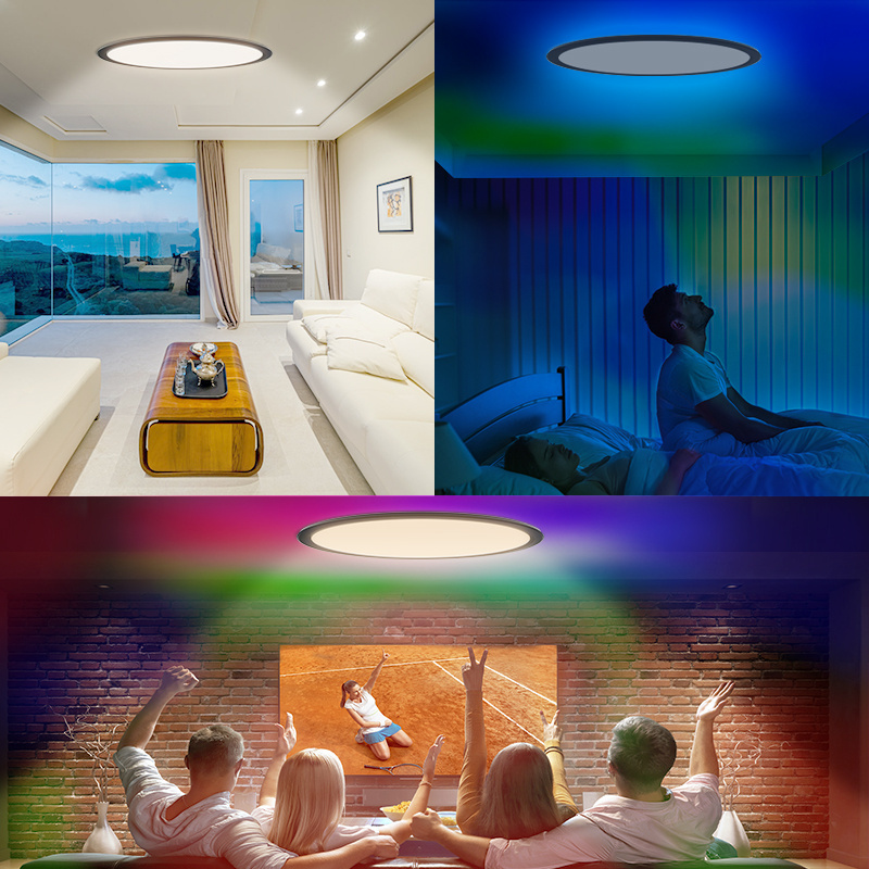 Ultra Thin RGB Dimmable Round Flush Mount Recessed Ceiling Fixtures 12W Indoor Decorative Led Ceiling Light