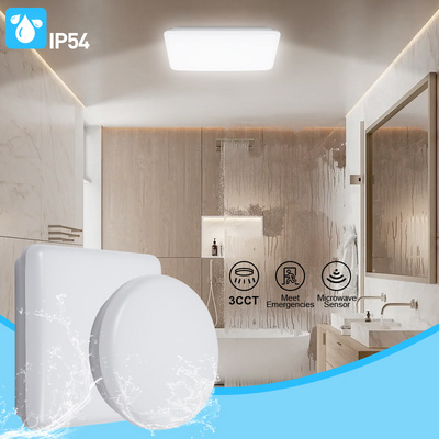 12W IP54 3CCT LED Ceiling Light Round Square Microwave Motion Sensor LED Night Light for Corridor