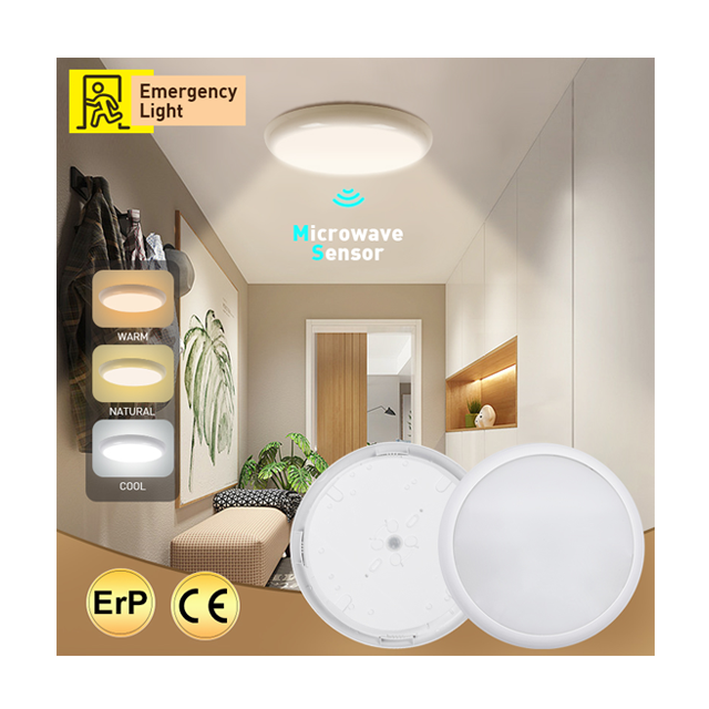 Factory CE CCT Round Led Lights Ceiling 12w IP65 Bathroom Kitchen Surface Mounted Ceiling Light Fixtures