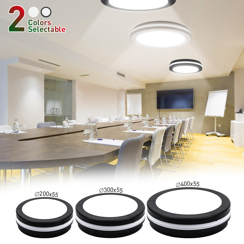 Modern CCT Flush Mount Lighting Fixtures 30w IP65 Waterproof Round Bathroom Led Ceiling Lights with Black Trim