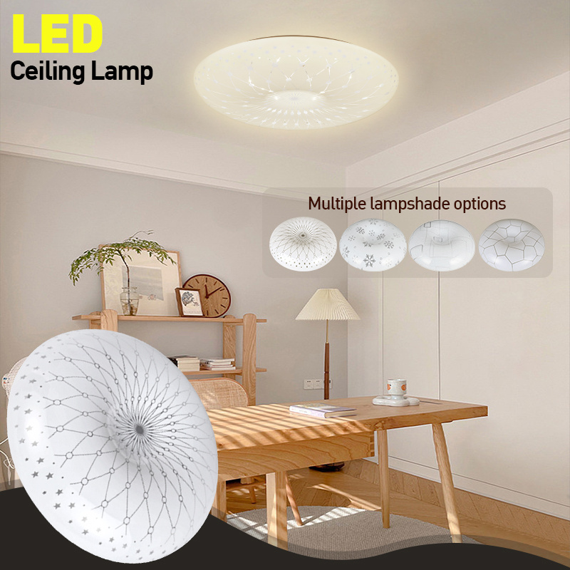 Minimalist Round Plastic Covers Led Lamp Home Decor Living Room Bedroom Indoor Lighting Ceiling Light