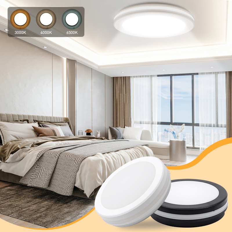 Adjustable 20w 3CCT Flush Mount IP65 Multi Function LED White BLack Ceiling Lights with Motion Sensor