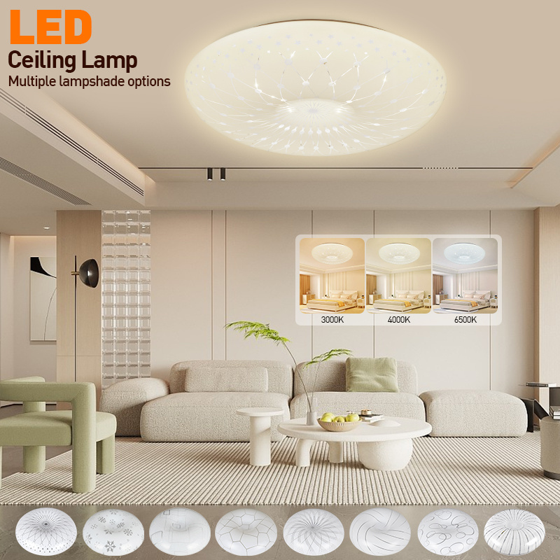 Wholesale Price Modern Round Fixtures Three Color Changing Led Ceiling Lights for Living Room Bedroom