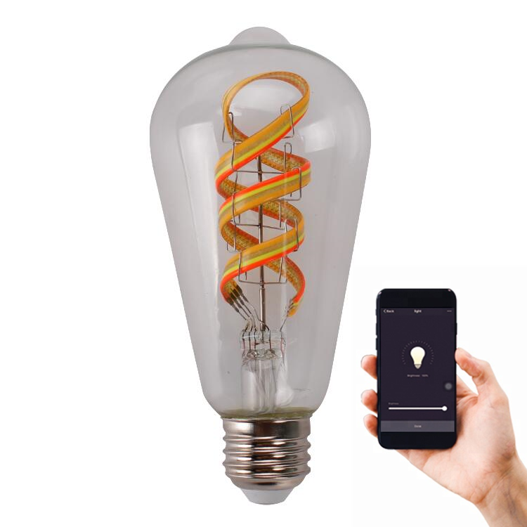 Smart lighting App G95 G125 ST64 4W 6W 8W E27 Dimmable RGB color Changing Wifi Control Led Filament Bulb