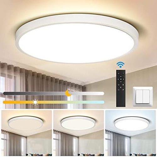 Hot sales 12Inch 24W RGB 8W 3200lm Modern Ultra-Thin Remote Dimmable Led Flush Mount Ceiling Light for Bedroom Living Room