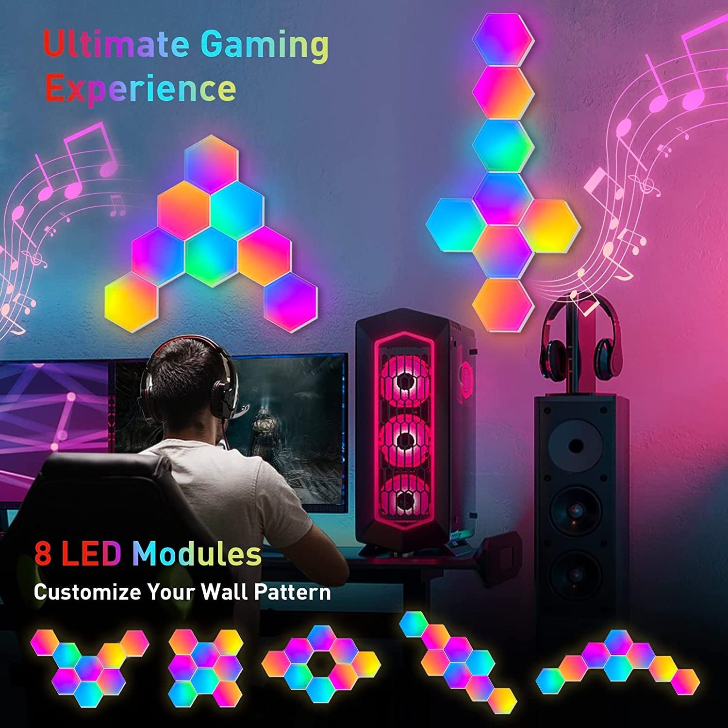 New Smart Hexagonal LED Wall Lamp RGB Gaming LED Panel Hexagons Room Gamer Wall Decorative Music Sync Hexagonal LED Wall Lights