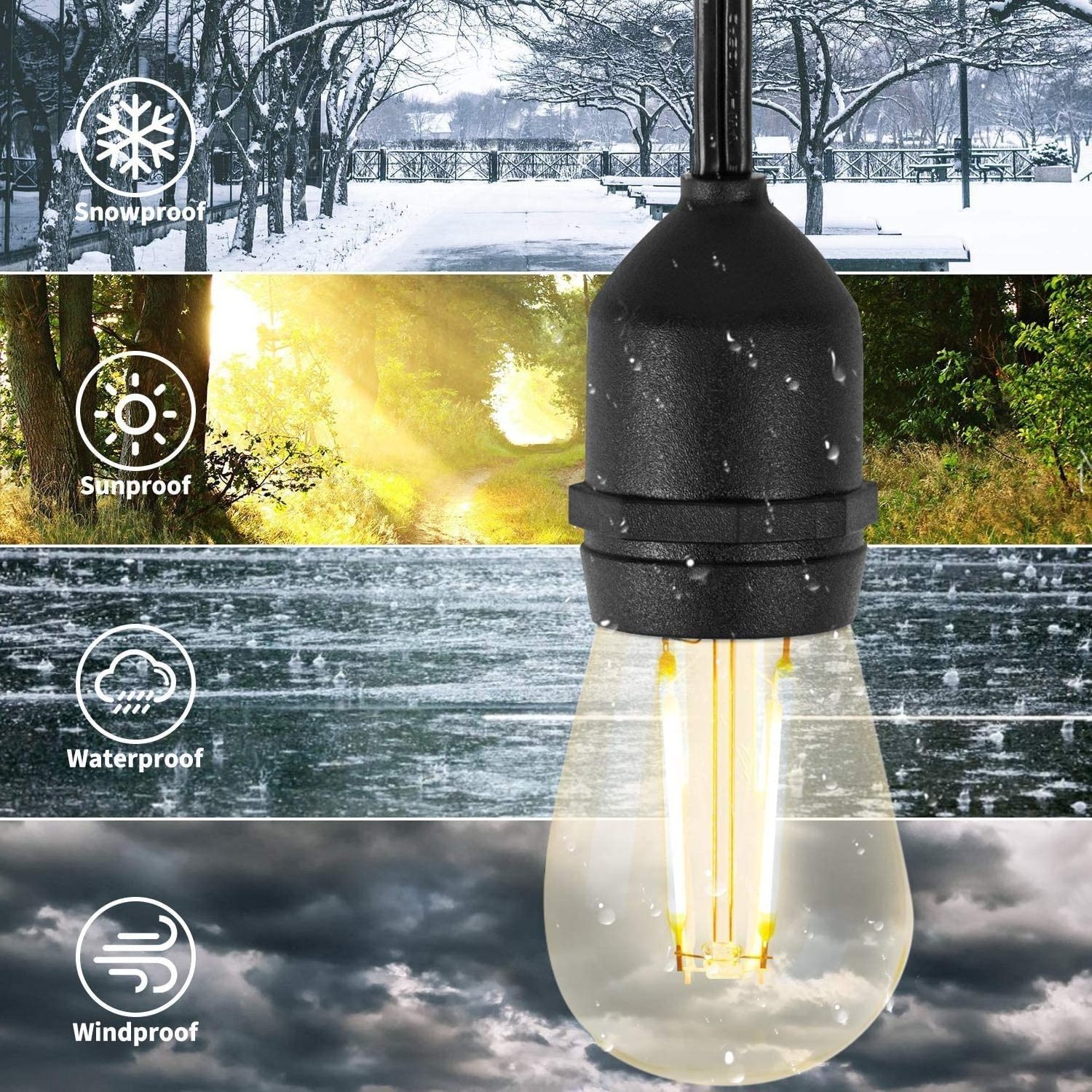 Decoration  Outdoor IP65  Waterproof Hanging Lights E27 E26 Socket Base G45 RGB S14 led bulb String Light  for Backyard Balcony