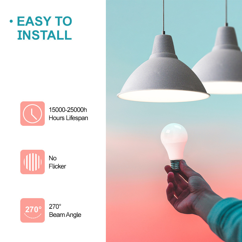 High Quality B22d E26 E27 Customized 8W 9W Sensor Series A60 Smart LED Bulb for Indoor Lighting