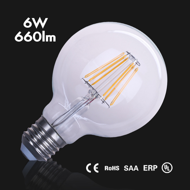 China factory milky white G125 G95 G80 globe shape led bulb E27 4w 6w 8w bulb lights led filament bulb