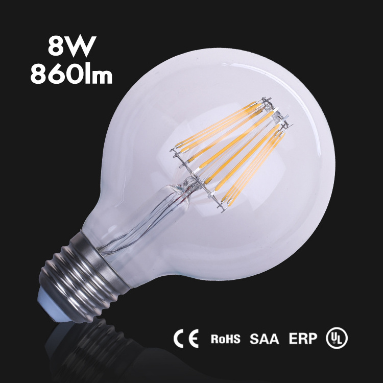 China factory milky white G125 G95 G80 globe shape led bulb E27 4w 6w 8w bulb lights led filament bulb