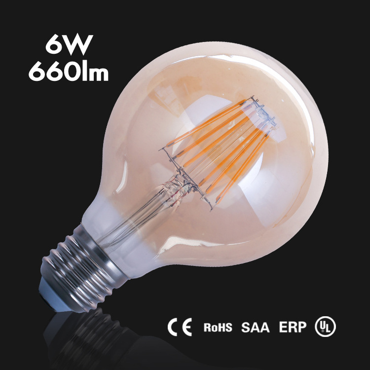 China factory milky white G125 G95 G80 globe shape led bulb E27 4w 6w 8w bulb lights led filament bulb