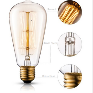 Hot selling Spiral filament ST64 40W E27 Vintage Edison Bulb Light Energy saving lamp