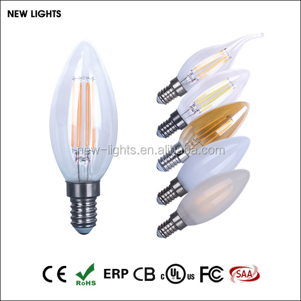 B11 LED Edison Filament Bulb Dimmable 60W Equivalent E12 Candelabra Base 2700K Warm White Candle Light Bulb