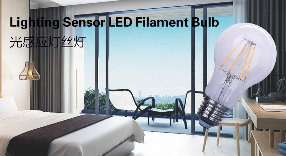 High lumen home bulb Lighting Sensor Smart  E26 E27 4W 8W LED Filament Bulb A60 lamp