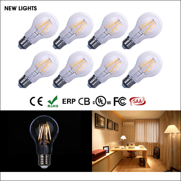 Good quality  New Vintage Edison Amber warm light 2700K 3000K 800LM Ra80 8W 220V E27 lighting  lamp A60 Golden LED Filament Bulb