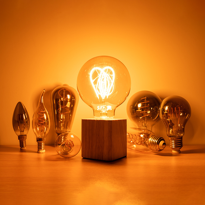 Good quality E27 E26 Dimmable A60 A19 ST64 G95 G125 4w soft flexible filament Amber vintage edison Led Filament Light Bulb