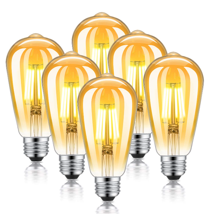 Brazil Mexico Antique Vintage Style ST64 ST58 LED Edison Bulb Amber Warm E26  E27 127V Filament Light Bulbs 4W(40W Equivalent)