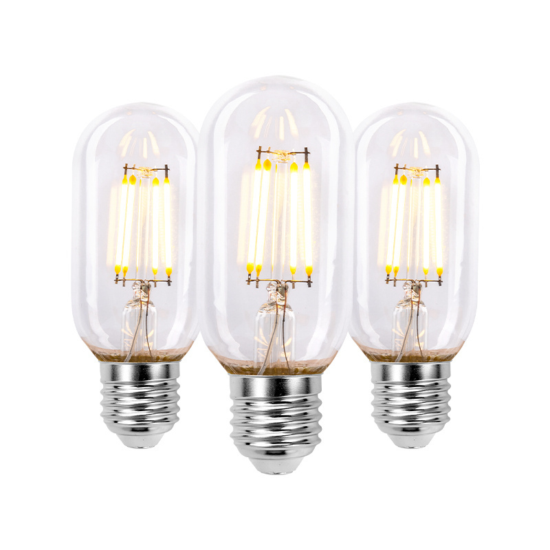 China Manufacture 2W 4W 6W 8W 10W 12W Clear Amber Opal Frosted Glass T45 T28 T30 LED Filament Bulb For Home Office