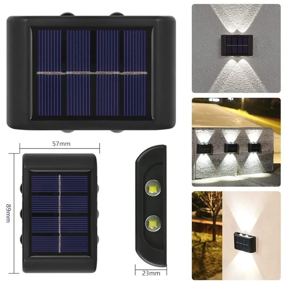 Up & Down Lighting Sensor Decorative LED Wall Light 6 LEDs Waterproof Solar LED Wall Light for Outdoor Garden Fence Patio